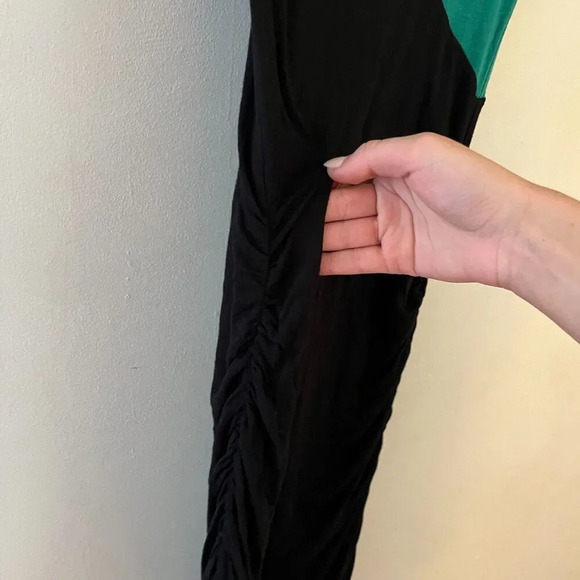 BCBGMAXAZRIA Womens Black Green Bodycon Dress Small Colorblock Sleeveless - Picture 6 of 8
